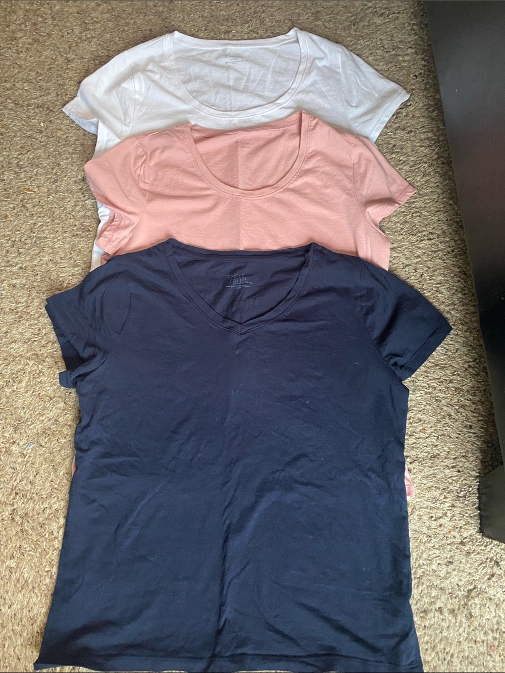 No Boundaries Women's Short Sleeve Tee Trio - White, Blush, Navy